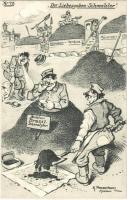 Der Liebesgaben-Schalzler / WWI German military art postcard, humour. Nr. 1019. s: K. Pommerhanz (Rb)
