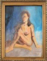 Vidéky Brigitta (1911-2017): Női akt. Akvarell, papír, jelzett. Üvegezett fa keretben, 32,5×24 cm