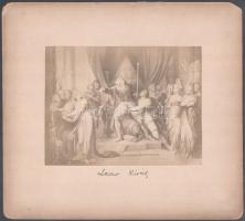 cca 1870 Lear király, fénynyomat Divald Károly eperjesi műterméből, kartonra kasírozva, hátoldalon pecséttel jelzett, sérült karton, 12×16 cm