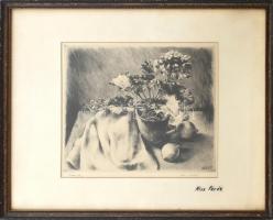 Kiss Terézia (1928- ): Primula. Rézkarc, papír, jelzett, üvegezett fa keretben, 24×29 cm