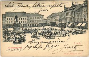 1906 Arad, Szabadság tér, piac, Abbazia Kávéház, Weigl Adolf és Társa, Herbstein Mór üzlete / market square, shops, cafe