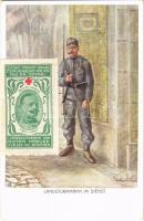 Landsturmmann im Dienst / WWI Austro-Hungarian K.u.K. military art postcard, support fund. Offizielle Karte des Kriegshilfsbüros Invaliden-Hilfsaktion Nr. 21-2. artist signed