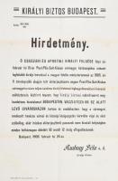 1906 Rudnay Béla királyi biztos működésének kezdetét bejelentő hirdetménye 46x30 cm