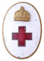 ~1910. Koronás Vöröskereszt kisméretű zománcozott Br jelvény (23x16mm) T:1-