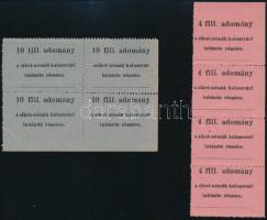 1930-1940 Adománybélyeg-pár a siket-némák kolozsvári intézete részére 2 db négyes összefüggés