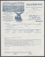 cca 1880-1900 4 klf dekoratív fejéces számla, nyomda, Singer, gyár