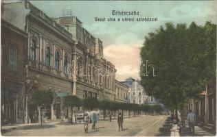 1910 Békéscsaba, Vasút utca, Városi színház, könyvnyomda. W.L. Bp. 4030.