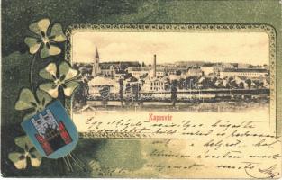 1902 Kaposvár, városi villanytelep. Szecessziós litho keret címerrel és lóherével, Art Nouveau EK)