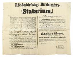 1866 Pest megyei statáriumról szóló rendelkezés nagy méretű hirdetménye 68x53 cm hajtva