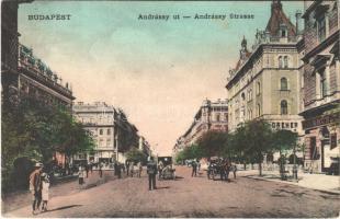 1908 Budapest VI. Andrássy út, kávéház, Dreher sörcsarnok, Grün és Társa üzlete (EK)