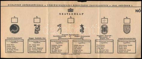 1945 Törvényhatósági választás szavazólap