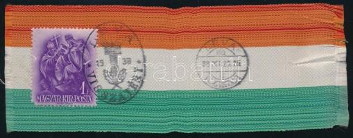 1939 Léva visszatért nemzeti színű szalag, bélyeggel, bélyegzéssel