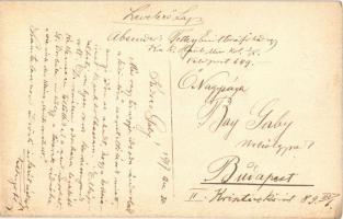 1917 Boldog Újévet kíván 1918. St. Borbála. Kézzel festett finoman erotikus / Hungarian New Year gre...