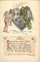 1919 Garay Lak. Kézzel festett / Hungarian love greeting, hand-painted art postcard s: Tettey Emil