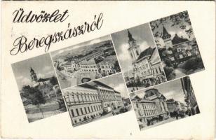 1943 Beregszász, Beregovo, Berehove; mozaiklap / multi-view postcard (kis szakadás / small tear)