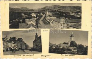 1941 Beregszász, Beregovo, Berehove; látkép, utca, Kir. Törvényszék, Római katolikus templom / general view, street view, court, Catholic church (EB)