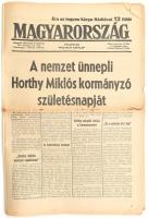 1938 Bp., Magyarország független politikai napilap XLV. évfolyamának 136. száma, címlapon Horthy Miklós születésnapjával, szakadásokkal