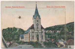 1911 Stájerlak-Anina, Steierlak, Stájerlakanina, Steierdorf, Anina; templom. leporellolap 10 képpel / church. leporellocard with 10 pictures (Rb)