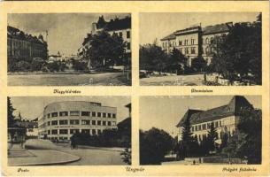 1944 Ungvár, Uzshorod, Uzhhorod, Uzhorod; Nagyhíd utca, gimnázium, posta, Polgári fiúiskola / street view, grammar school, post office, boys school (fa)