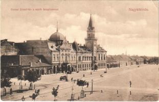 1909 Nagykikinda, Kikinda; Ferenc József tér, szerb templom, Angner A. üzlete / square, Serbian church, shops (Rb)