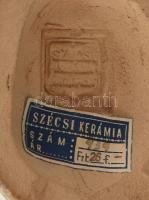 Szécsi kerámia tengerész fiú szobor, festett, mázas, jelzett, kis lepattanásokkal, m: 14 cm