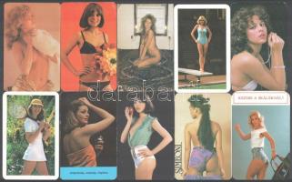 1975-1990 10 db nőket ábrázoló kártyanaptár, közte erotikus