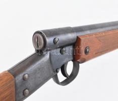 cca 1930 Haenel német (gyermek) légpuska, hozzá 2 doboz lőszer + tisztító, bőr szíjjal, működőképes,...