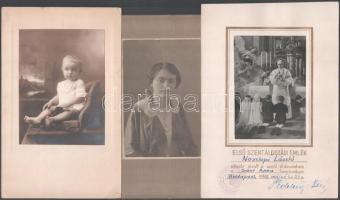 cca 1900-1950 8 db kartonra kasírozott fotó, 8×11 és 23×17 cm közötti méretekben
