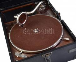 Hordoztató gramofon tölcsér nélküli kivitel, komplett, működő, jó állapotban 42x29 cm