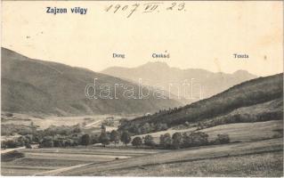 1907 Zajzon, Zizin; völgy, Dong, Csukás, Teszla / valley, mountains