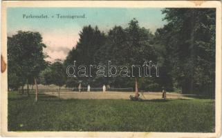 1921 Tarcsafürdő, Bad Tatzmannsdorf; park és tenisz pálya / Tennisgrand / tennis court (EB)