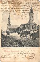1905 Losonc, Lucenec; Református és római katolikus templom. Redlinger kiadása / churches (EM)