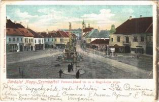 1902 Nagyszombat, Trnava; Ferenc József tér, Nagy Lajos utca. F. Richter / square, street (EB)