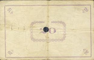 Pápa 1919. "Pápai csekk" 20K vízjeles papíron, lyukasztással érvénytelenítve T:III