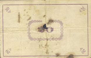 Pápa 1919. "Pápai csekk" 20K vízjeles papíron, lyukasztással érvénytelenítve T:III