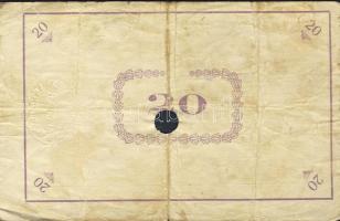 Pápa 1919. "Pápai csekk" 20K vízjeles papíron, lyukasztással érvénytelenítve T:III