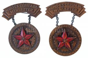1951. Kohó- és Gépipari Miniszter - Sztálin Vasmű Emlékérem 1951 bronz fokozata bronzozott Fe kitüntetés (2x), a két kitüntetés egy darab tokban T:2