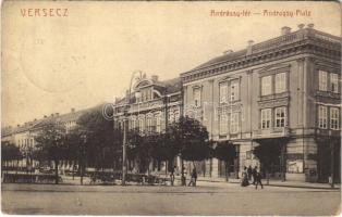1910 Versec, Vrsac; Andrássy tér, takarékpénztár / square, savings bank