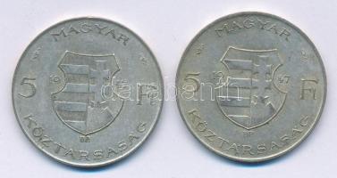 1947. 5Ft Ag "Kossuth" (2x) T:2-,3 patina
Adamo F8.1