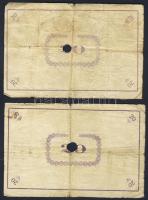 Pápa 1919. "Pápai csekk" 20K (2x) vízjeles papíron, lyukasztással érvénytelenítve T:III/IV