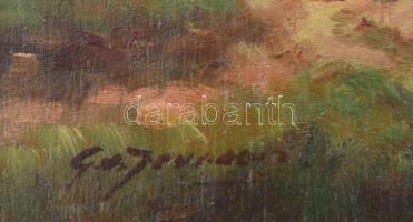 Olvashatatlan jelzéssel: Hazafelé. Olaj, falemez. Dekoratív, historizáló stílusú fakeretben. 30x40 c...