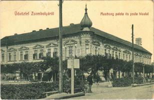 1912 Zsombolya, Hatzfeld, Jimbolia; Muschong palota, postahivatal. W.L. Bp. 1994. / palace, post office (EB)