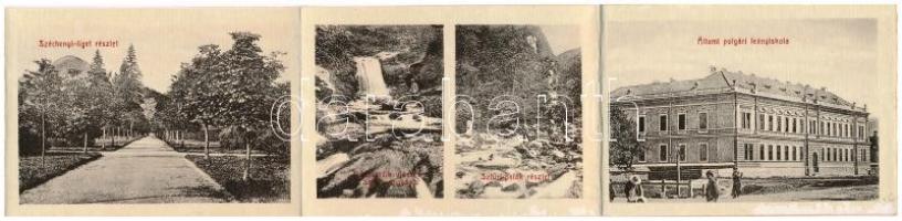 Nagybánya, Baia Mare; Széchenyi liget részlet. Kinyithatós leporellolap 10 képpel. Kovács Gyula kiad...