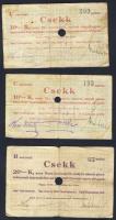 Pápa 1919. "Pápai csekk" 10K (2x), 20K (2x), lyukasztással érvénytelenítve T:III,III/IV