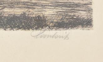 Paulovits Pál (1892-1975): Keresztútnál, rézkarc, papír, jelzett. Üvegezett, kissé sérült fa keretbe...