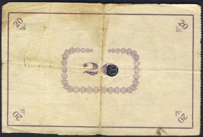 Pápa 1919. "Pápai csekk" 10K (2x) egyugrású sorszámmal, 20K (2x), lyukasztással érvénytele...