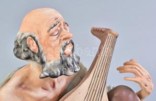 Poema Artistic porcelain Emil Cretu: Lantos, biszkvit porcelán, kézzel fetsett jelzett, hibátlan m: ...