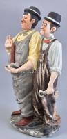 Poema Artistic porcelain Emil Cretu: Stan és Pan - Laurel and Hardy, biszkvit porcelán, kézzel fetse...