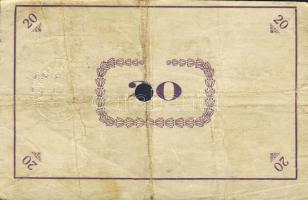 Pápa 1919. "Pápai csekk" 10K (2x), 20K (2x) lyukasztással érvénytelenítve T:III,III/IV