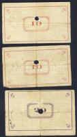 Pápa 1919. "Pápai csekk" 10K (2x), 20K (2x) lyukasztással érvénytelenítve T:III,III/IV